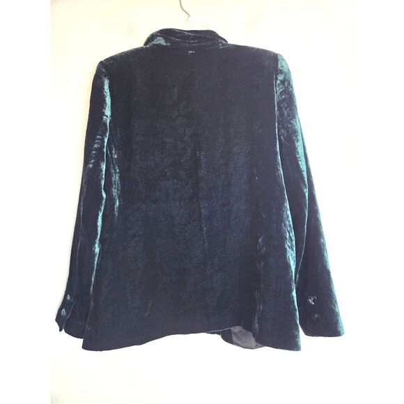 Zara Women Dark Green Velvet Lined 1 Button Single Breasted Blazer size Large - Picture 10 of 10